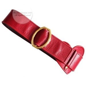 Yves Saint Laurent Wide Belt YSL Vintage Red Leather with Heart HTF Vintage